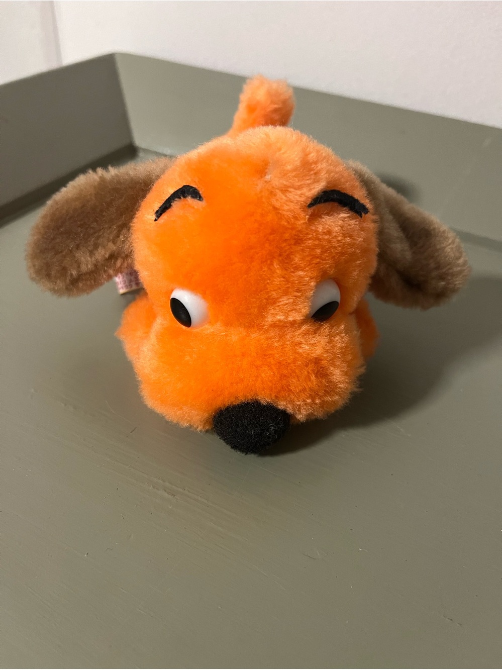 Vintage 1973 R Dakin Mini Drooper Puppy Dog Orange Brown 6" Walnut Shell Plush